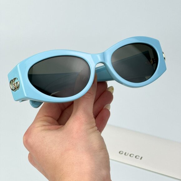 Gucci GG1401S 004 BRAND NEW Sunglasses Light Blue Grey Women Cat Eye main image 14